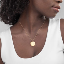 Load image into Gallery viewer, SI Hibiscus Engraved Silver Hexagon Necklace